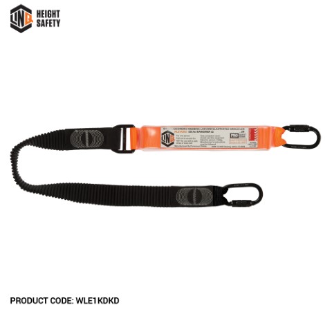 LINQ WEBBING LANYARD ELASTIC SNG LEGG; 2 X DBL ACTION KARABINER